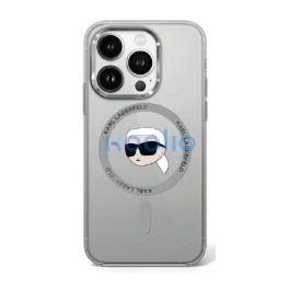   Karl Lagerfeld IML Metal Karl Head iPhone 16 Pro Max MagSafe kemény hátlap tok, fekete KLHMP16XHLSKIK