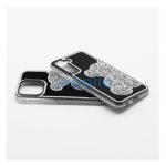 Teddy Bear iPhone 15 csillogó köves tok, ezüst