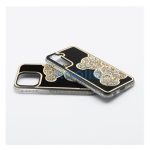 Teddy Bear iPhone 15 csillogó köves tok, arany