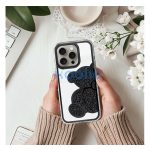 Teddy Bear iPhone 16 csillogó köves tok, fekete