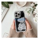Teddy Bear iPhone 16 Pro csillogó köves tok, ezüst