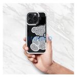 Teddy Bear iPhone 16 Pro csillogó köves tok, ezüst