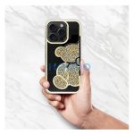 Teddy Bear iPhone 16 Plus csillogó köves tok, arany