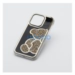 Teddy Bear iPhone 16 Plus csillogó köves tok, arany