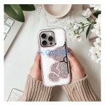 Teddy Bear iPhone 16 Plus csillogó köves tok, rózsaszín