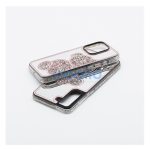 Teddy Bear iPhone 16 Plus csillogó köves tok, rózsaszín