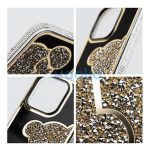 Teddy Bear iPhone 15 Pro Max csillogó köves tok, arany