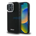DKNY Plain Silver Logo iPhone 16 Pro Max MagSafe hátlap tok, fekete DKHMP16XPSCMCLK