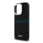 DKNY Plain Silver Logo iPhone 16 Pro Max MagSafe hátlap tok, fekete DKHMP16XPSCMCLK