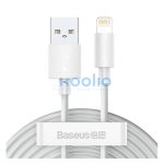 Baseus Simple Wisdom USB / Lightning adat/töltőkábel, 2,4A, 1,5m, Fehér (2db)