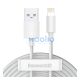 Baseus Simple Wisdom USB / Lightning adat/töltőkábel, 2,4A, 1,5m, Fehér (2db)