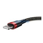 Baseus iPhone USB / Lightning adat/töltőkábel, 2,4A, 1m, Piros/Fekete