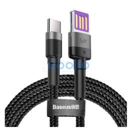   Baseus Cafule USB-USB-C kábel Huawei SuperCharge, QC 3.0, 5A, 1m, fekete/szürke