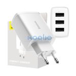 Baseus 3xUSB-A hálózati gyortöltő, 17W, fehér