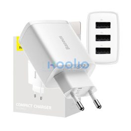 Baseus 3xUSB-A hálózati gyortöltő, 17W, fehér