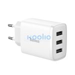 Baseus 3xUSB-A hálózati gyortöltő, 17W, fehér