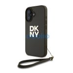 DKNY PU Leather Stack Logo iPhone 16 tok csuklópánttal, zöld