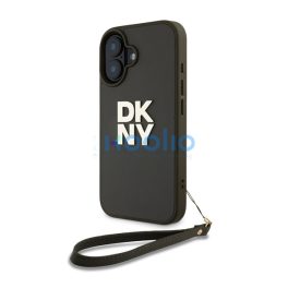   DKNY PU Leather Stack Logo iPhone 16 tok csuklópánttal, zöld