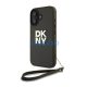 DKNY PU Leather Stack Logo iPhone 16 tok csuklópánttal, zöld