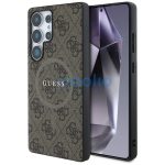 Guess Leather 4G Colored Ring Classic Logo MagSafe Samsung Galaxy S25 Ultra kemény hátlap tok, barna