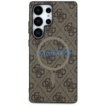 Guess Leather 4G Colored Ring Classic Logo MagSafe Samsung Galaxy S25 Ultra kemény hátlap tok, barna