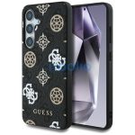 Guess 4G Printed Colored Peony Pattern Samsung Galaxy S25 MagSafe kemény hátlap tok, fekete