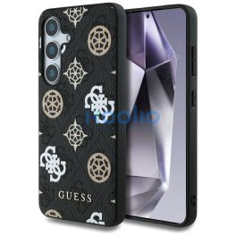   Guess 4G Printed Colored Peony Pattern Samsung Galaxy S25 MagSafe kemény hátlap tok, fekete