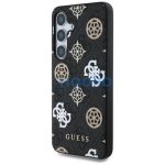Guess 4G Printed Colored Peony Pattern Samsung Galaxy S25 MagSafe kemény hátlap tok, fekete