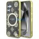Guess 4G Background Gold Electroplated Peony Pattern Samsung Galaxy S25 MagSafe kemény hátlap tok, barna