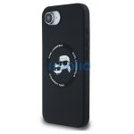 Karl Lagerfeld Liquid Silicone K&CH Heads Apple iPhone 17e / iPhone 16e MagSafe tok, fekete