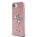 Guess PU Fixed Glitter 4G Metal Logo Apple iPhone 17e / iPhone 16e hátlap tok, rózsaszín