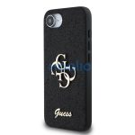 Guess PU Fixed Glitter 4G Metal Logo Apple iPhone 17e / iPhone 16e hátlap tok, fekete