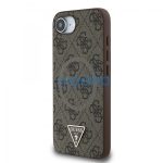 Guess PU 4G Strass Triangle Metal Logo Apple iPhone 17e / iPhone 16e MagSafe hátlap tok, barna