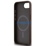 Guess PU 4G Strass Triangle Metal Logo Apple iPhone 17e / iPhone 16e MagSafe hátlap tok, barna