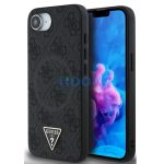 Guess PU 4G Strass Triangle Metal Logo Apple iPhone 17e / iPhone 16e MagSafe hátlap tok, fekete