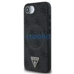 Guess PU 4G Strass Triangle Metal Logo Apple iPhone 17e / iPhone 16e MagSafe hátlap tok, fekete