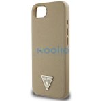Guess Grained Triangle Apple iPhone 17e / iPhone 16e MagSafe tok, világosbarna
