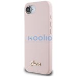 Guess Silicone Script Metal Logo Apple iPhone 17e / iPhone 16e MagSafe szilikon tok, rózsaszín