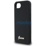 Guess Silicone Script Metal Logo Apple iPhone 17e / iPhone 16e MagSafe szilikon tok, fekete