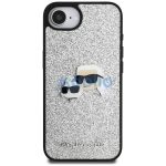 Karl Lagerfeld Fixed Glitter Ikonik Metal Pin Apple iPhone 17e / iPhone 16e hátlap tok, ezüst