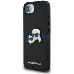 Karl Lagerfeld Fixed Glitter Ikonik Metal Pin Apple iPhone 17e / iPhone 16e hátlap tok, fekete