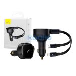 Baseus Enjoyment autós töltő USB-C + Lightning kábellel, 3A, 30W, fekete