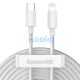 Baseus Simple Wisdom USB-C-Lightning adat/töltőkábel PD, 20W, 1,5m, fehér, 2db