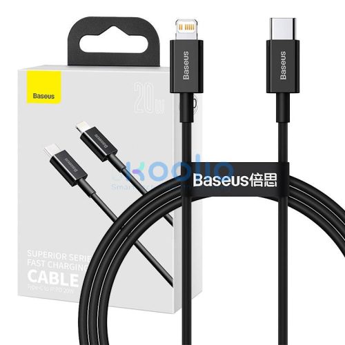 Baseus Superior Series USB-C-Lightning kábel, 20 W, PD, 1 m, fekete