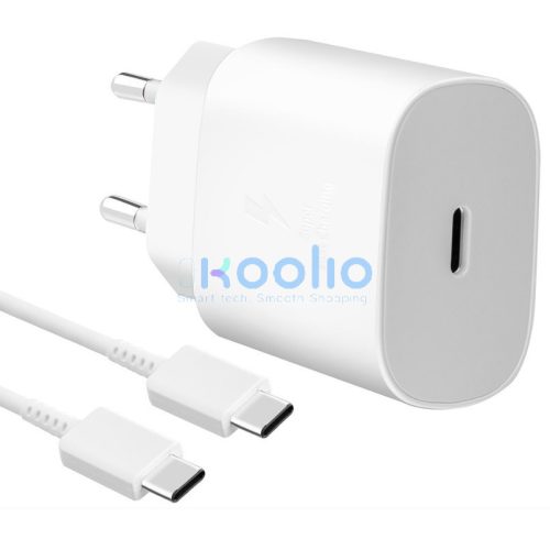 Samsung EP-TA800EWE 25W hálózati töltőadapter + EP-DA905BWE USB-C/USB-C adatkábel, fehér (eco csomagolásban)