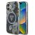 Guess IML Glitter Magnolia and Triangle Logo iPhone 16 MagSafe hátlap tok, fekete