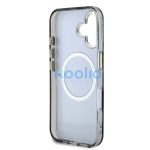 Guess IML Glitter Magnolia and Triangle Logo iPhone 16 MagSafe hátlap tok, fekete