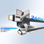 4smarts ComboCord USB-C / USB-C / USB-A töltő és adatkábel, 240W, 1,5m, kulcstartó kábellel, szürke