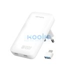 4smarts FlatPlug Slim Dual USB-C hálózati adapter, 65W GaN, fehér