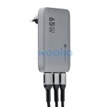 Forcell F-Energy GaN III VT-47 ultra vékony utazó / töltő adapter, 2X USB-C + USB-A, 4A, 65w, szürke